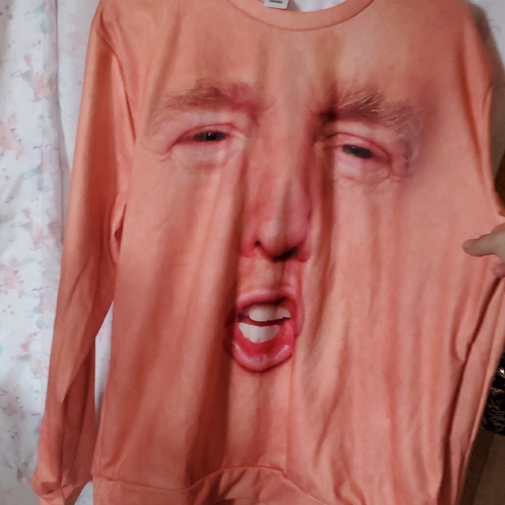 Peach Graphic Face Long Sleeve Shirt